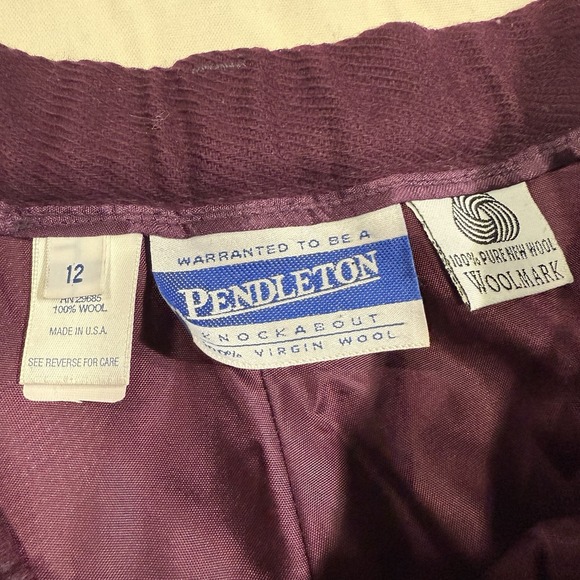 Pendleton 12 100% Virgin Wool Business Slacks Purple Pin Stripe Side Zip - Picture 8 of 14